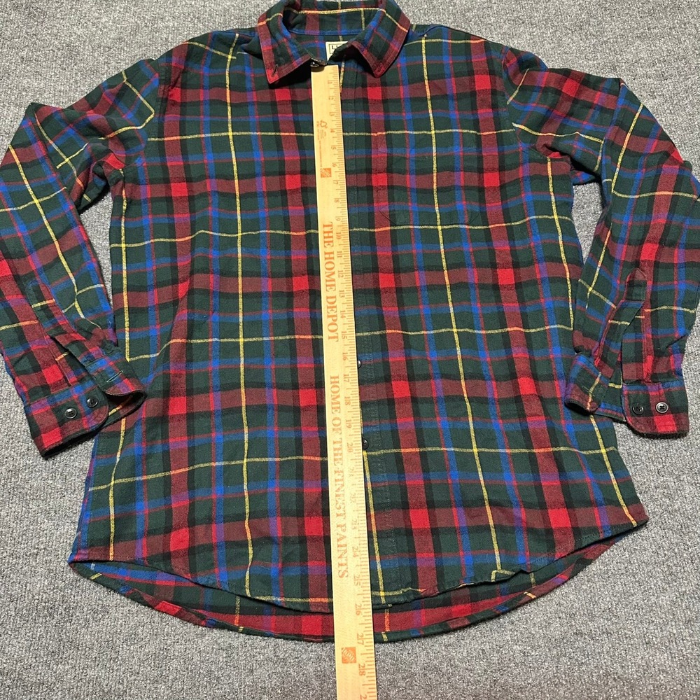 LL Bean Mens Slightly Fitted Flannel Shirt Plaid Red Green Blue Cotton M-REG - Picture 4 of 5